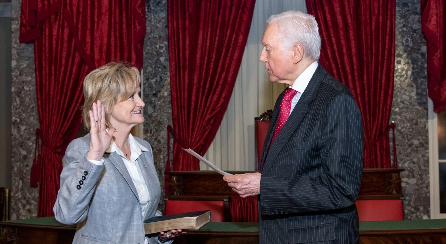 Senator Hyde-Smith takes the oath of office after being elected the first woman to represent Mississippi in Congress